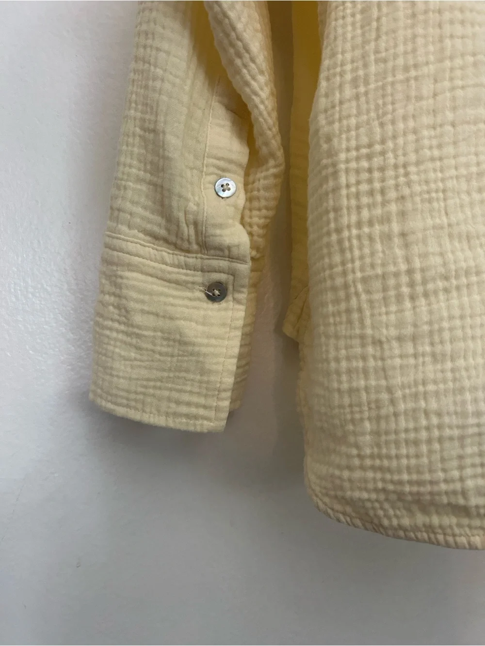 Magaschoni Butter Yellow Organic Cotton Gauze Oversized Button Down Boho XS